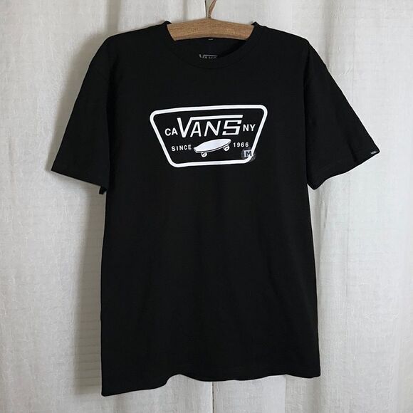 Vans Other - VANS M Black White Patch Logo CA VANS NY Cotton Crewneck Short Sleeve Tee